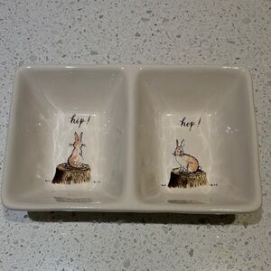 Rae Dunn Artisan Collection Hip! Hop! Divided Easter Bunny Candy Dish